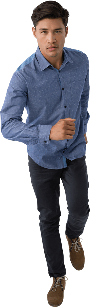 Transparent Confident Businessman Running Forward