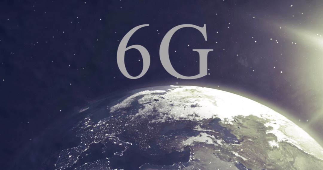 6G Technology Concept with Globe in Space Background