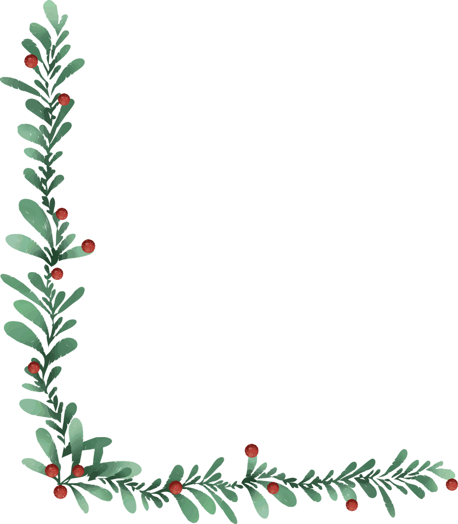 Natural Eco-Friendly L-Shaped Botanical Vector Border on Transparent Canvas