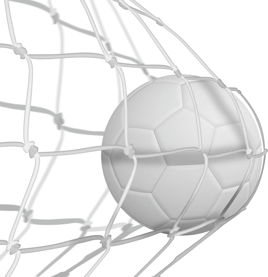 Soccer Ball Scoring in Net with Transparent Background