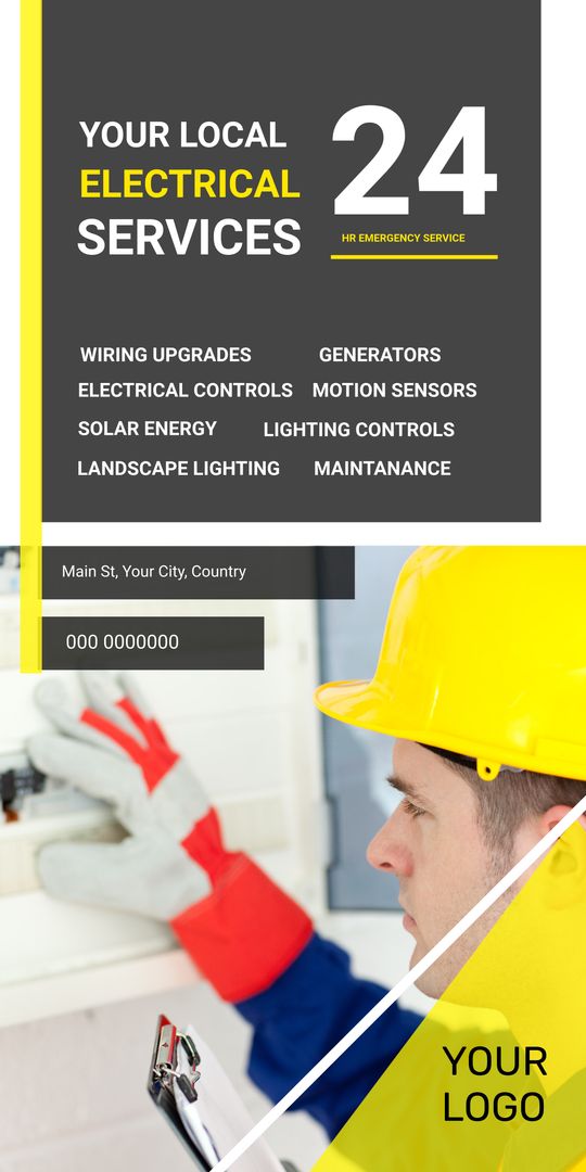 Professional Electrical Services Advertisement Featuring Electrician