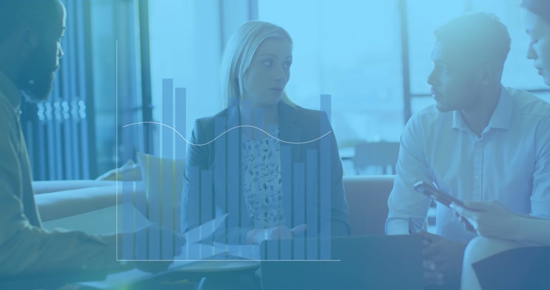 Digital Interface Overlay Business Meeting in Modern Office