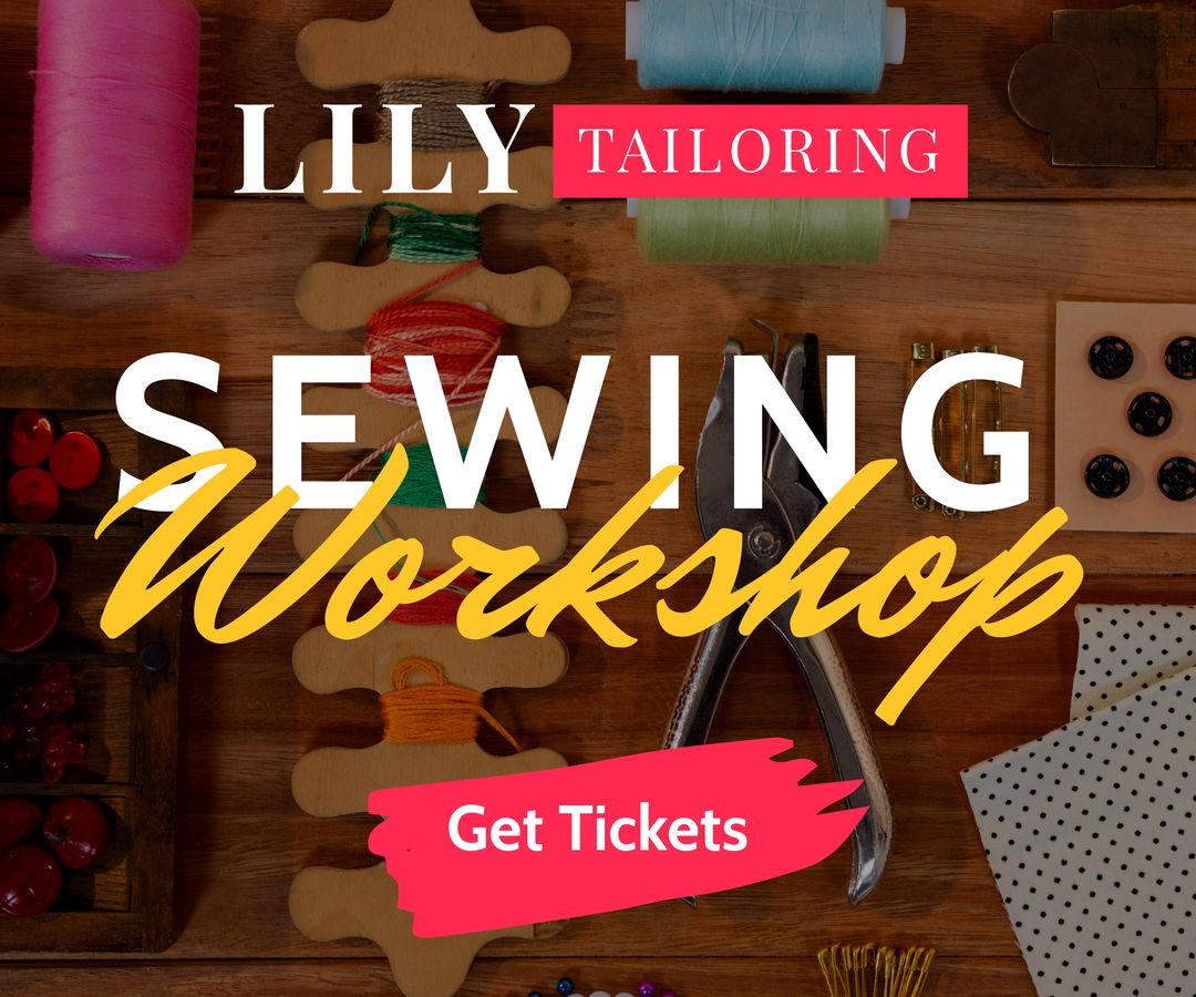 Sewing Workshop Promotion with Craft Supplies Background