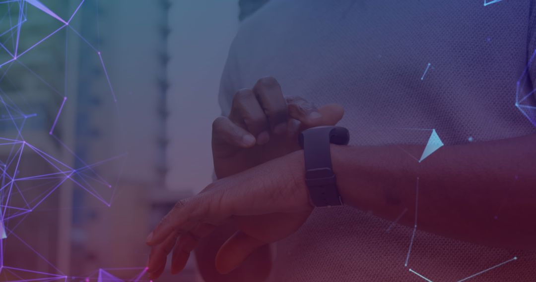 Digital Networks Concept Person Using Smartwatch Technology