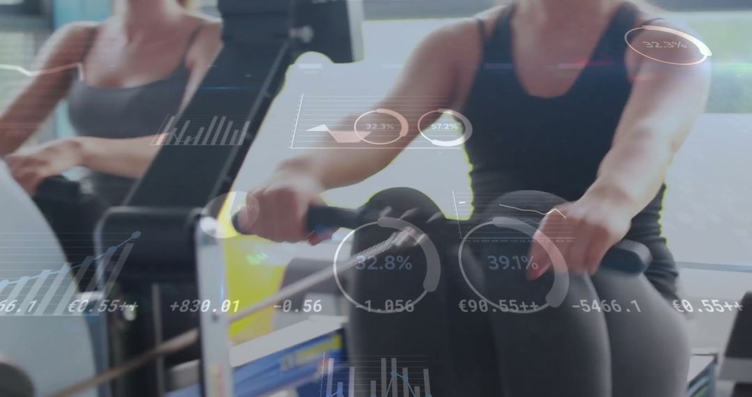 Woman Exercising With Digital Data Overlay Concept