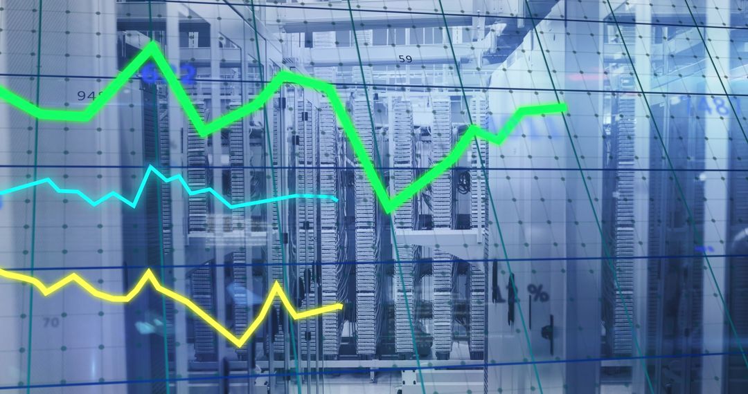 Colorful Graphs Overlay Data Center with Coding Theme