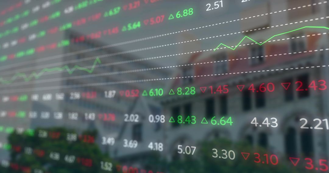 Stock Market Trading Data Reflecting on Office Windows