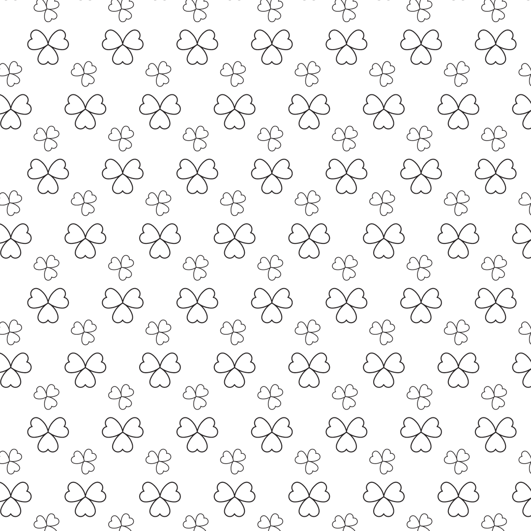 Seamless Black Clover Pattern on Transparent Background