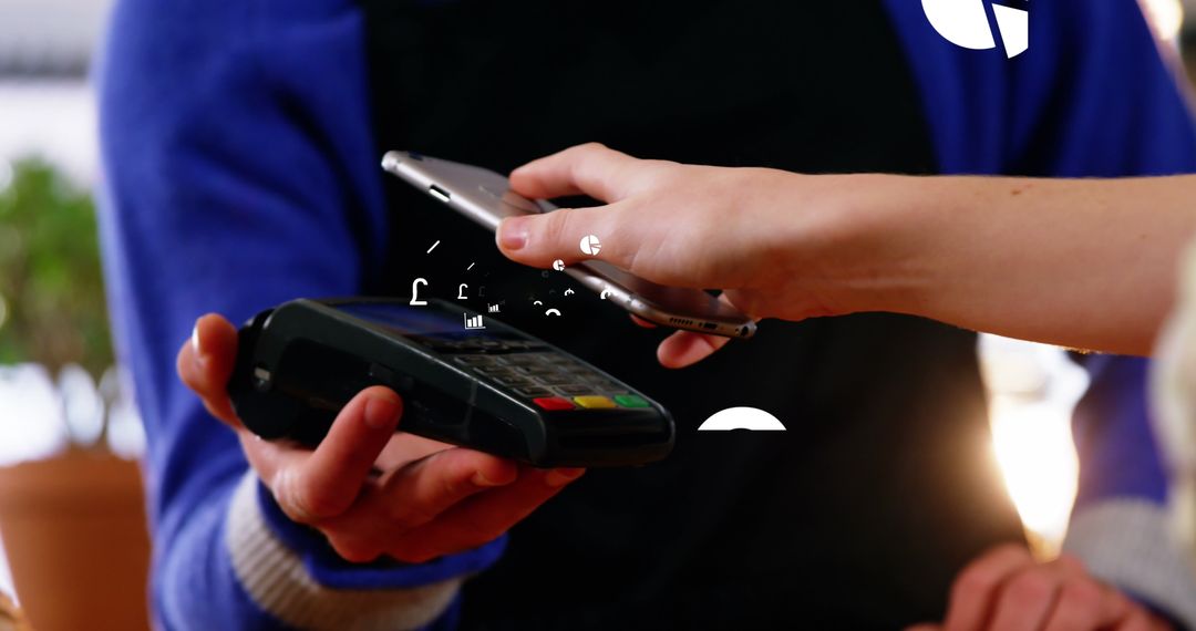 Contactless Payment with Smartphone and Currency Symbols