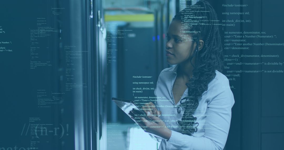 Female IT Consultant with Tablet in Server Room Analyzing Data - Free Images, Stock Photos and Pictures on Pikwizard.com