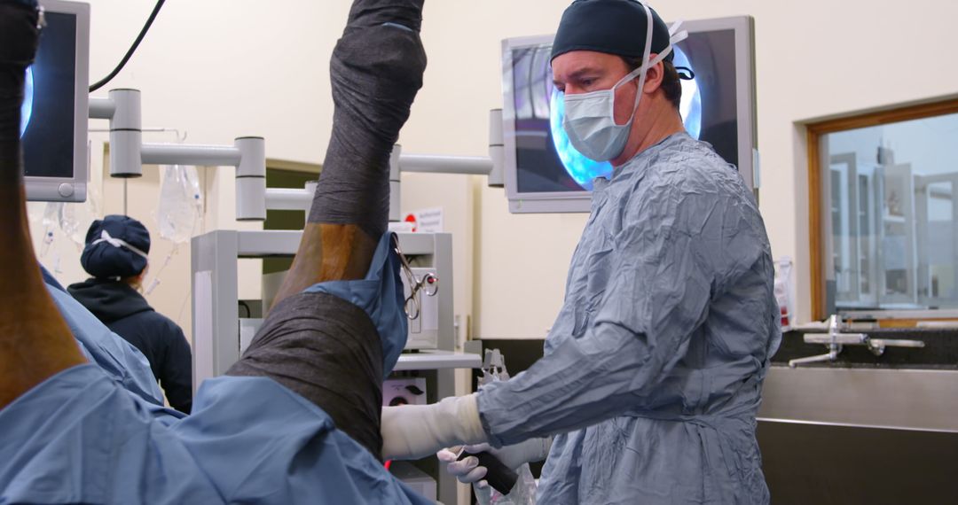 Veterinary Surgeon Operating on Horse in High-Tech Theater