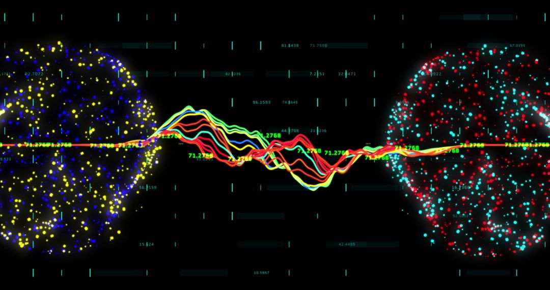 Glowing Data Points Connecting Digital Networks on Dark Background