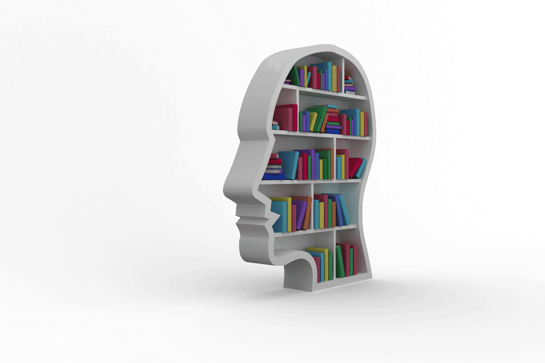 Transparent Brain-Shaped Bookshelf with Colorful Books - Download Free Stock Images Pikwizard.com