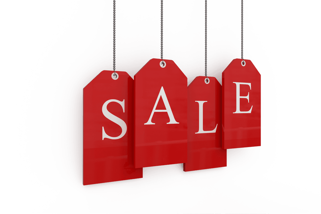 Red Sale Tags on Transparent Background for Retail Promotions