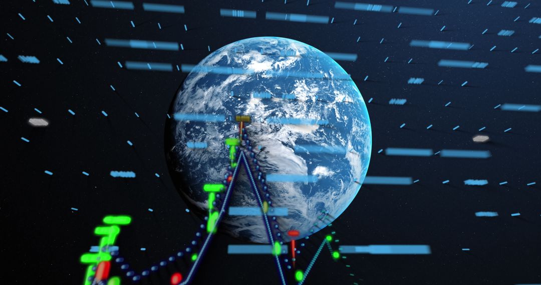 Digital Data Streams Surrounding Earth in Abstract Tech Image