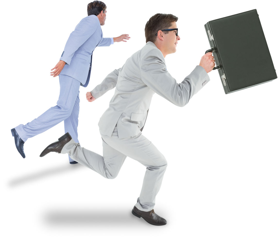 Diverse Businessmen Running with Briefcase Transparent Background - Download Free Stock Images Pikwizard.com