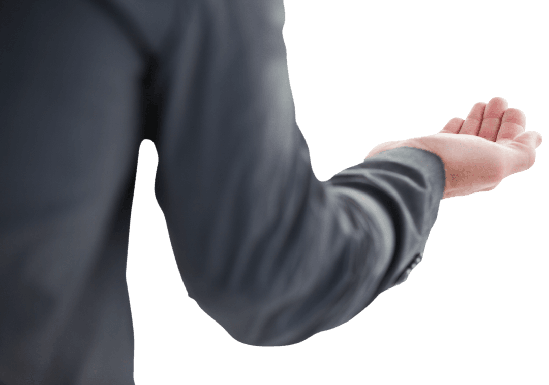 Transparent Businessman Hand Out Stretching for Presentation