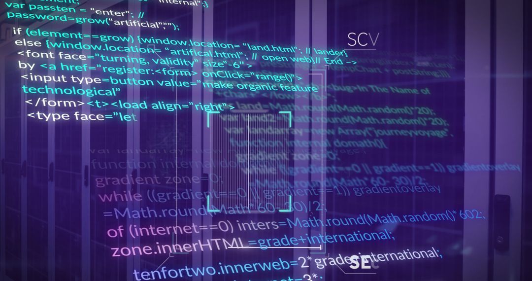 Digital Code Overlay on Data Server Room