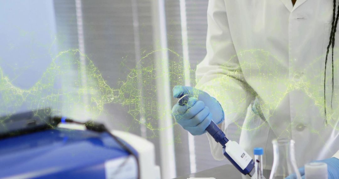 Scientist Analyzing DNA with Precision in High-Tech Laboratory