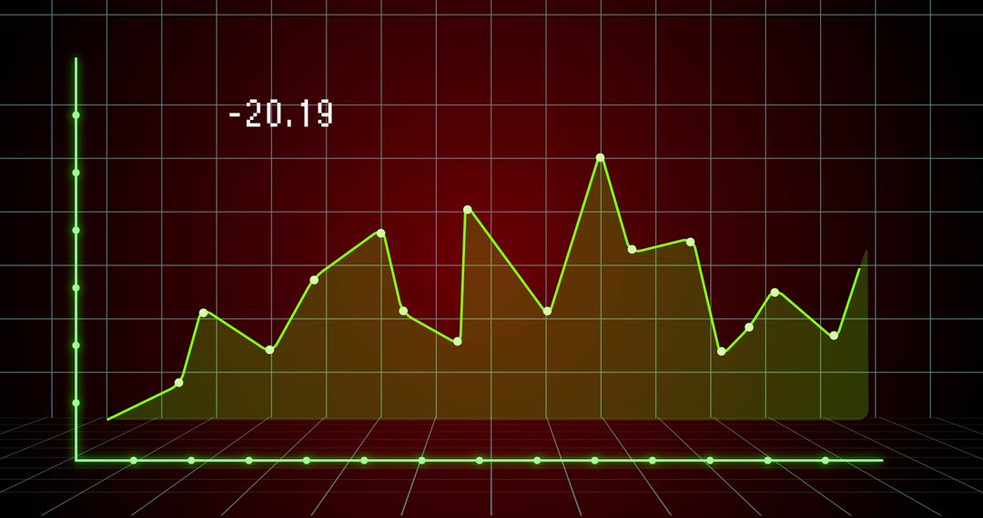 Dynamic Financial Graph Over Red Background