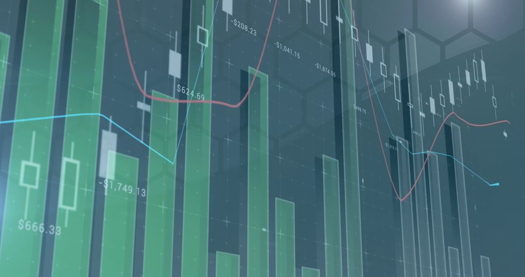 Digital Financial Data Visualization Concept with Chart Overlay