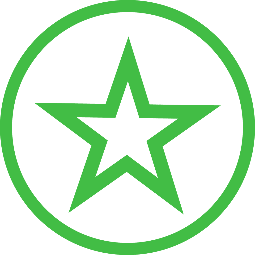 Green Circular Star Icon on Transparent Background