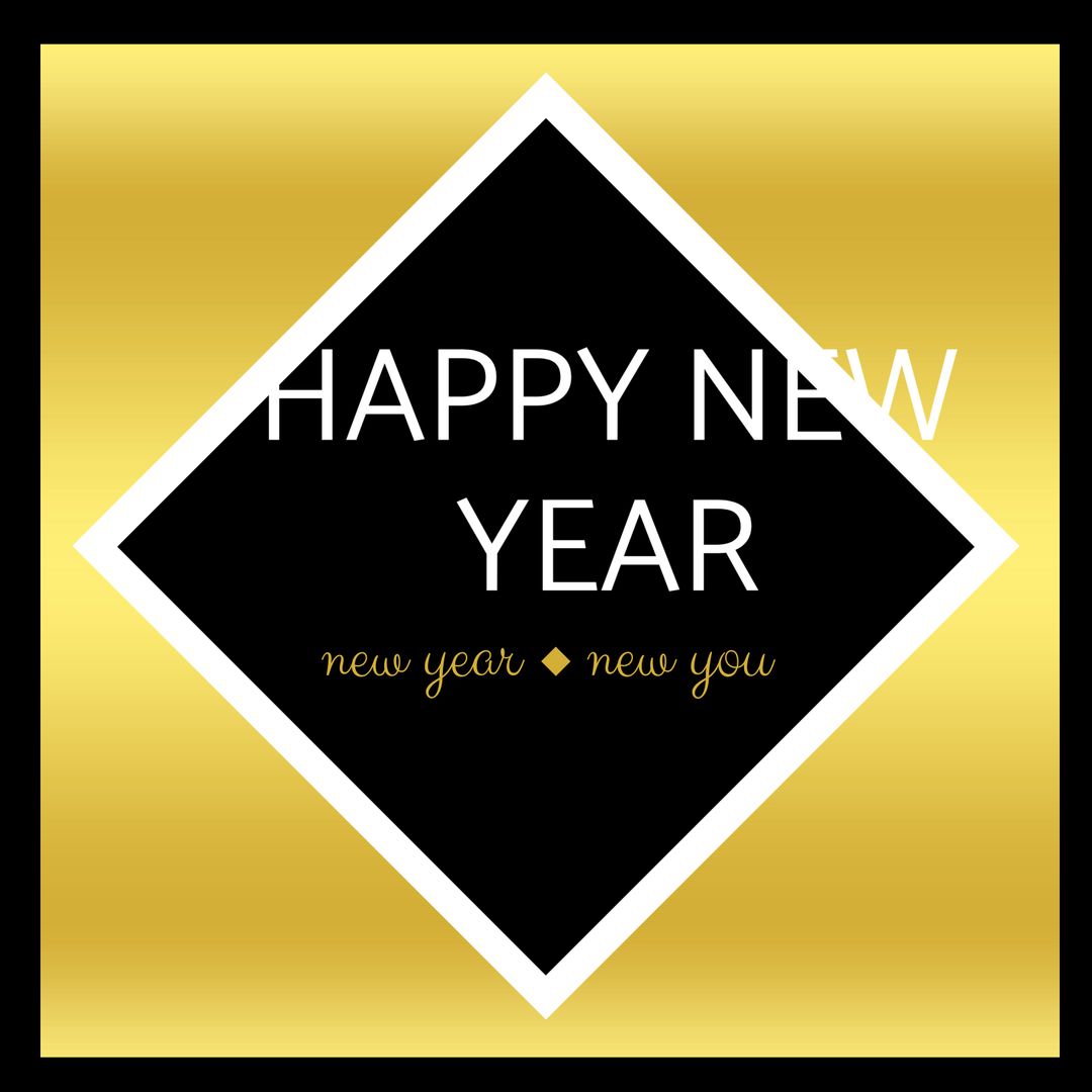 Happy New Year Gold and Black Greeting for New Beginnings - Download Free Stock Templates Pikwizard.com