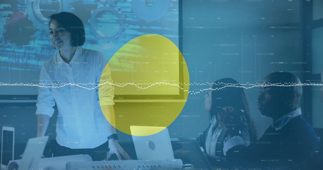 Woman Leading Business Presentation in Modern Office Setting