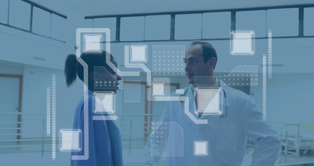 Digital Interface Overlay on Doctors in Hospital Setting