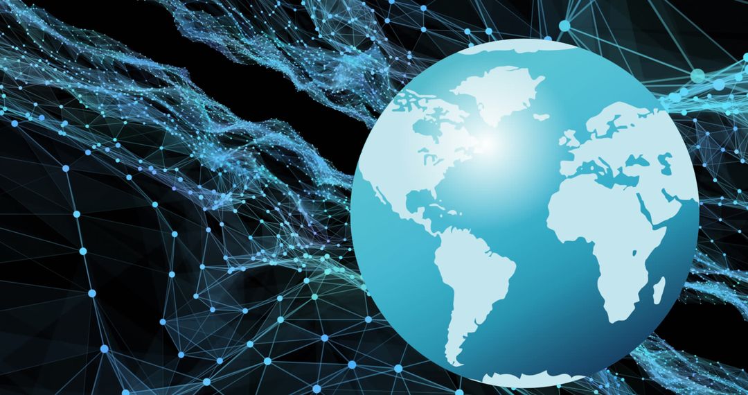 Digital Network Connections Surrounding Earth Globe