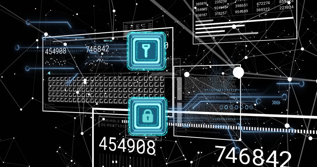 Cyber Security Technology Concept with Digital Locks and Codes