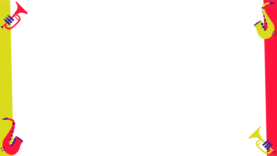 Transparent Music Instrument Border with Trumpet Saxophone Elements