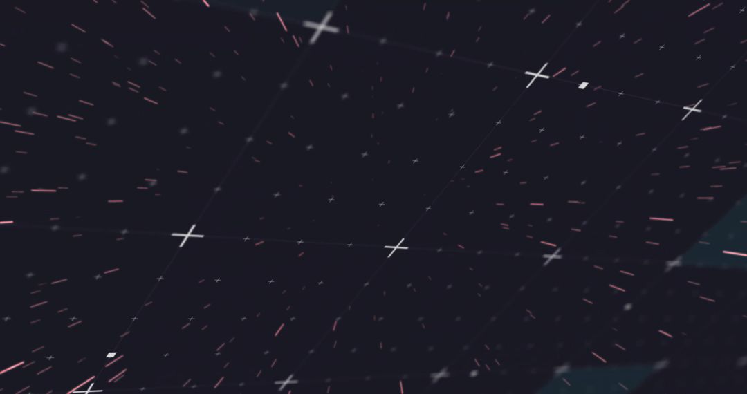Futuristic Digital Grid with Particles and Plus Markers in Cyber Space