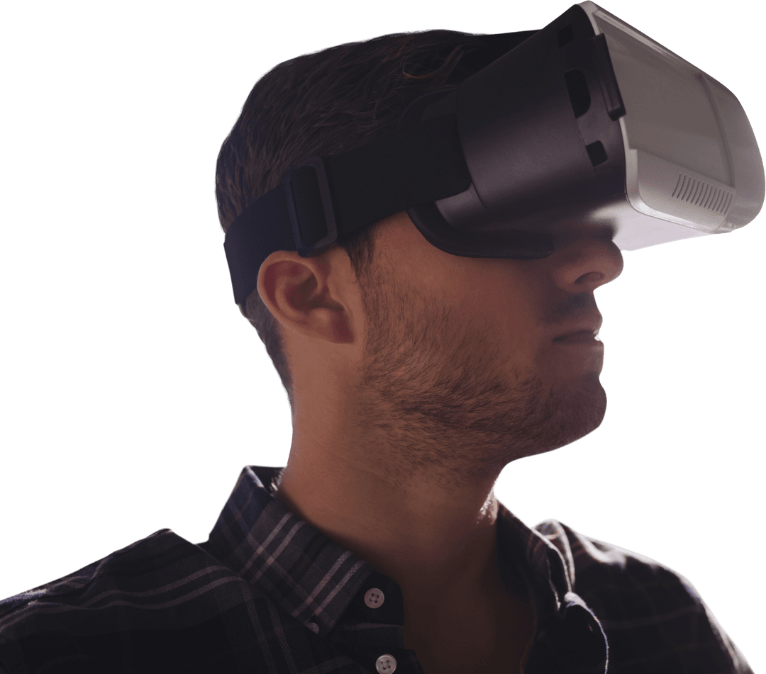 Transparent Man Using Virtual Reality Goggles