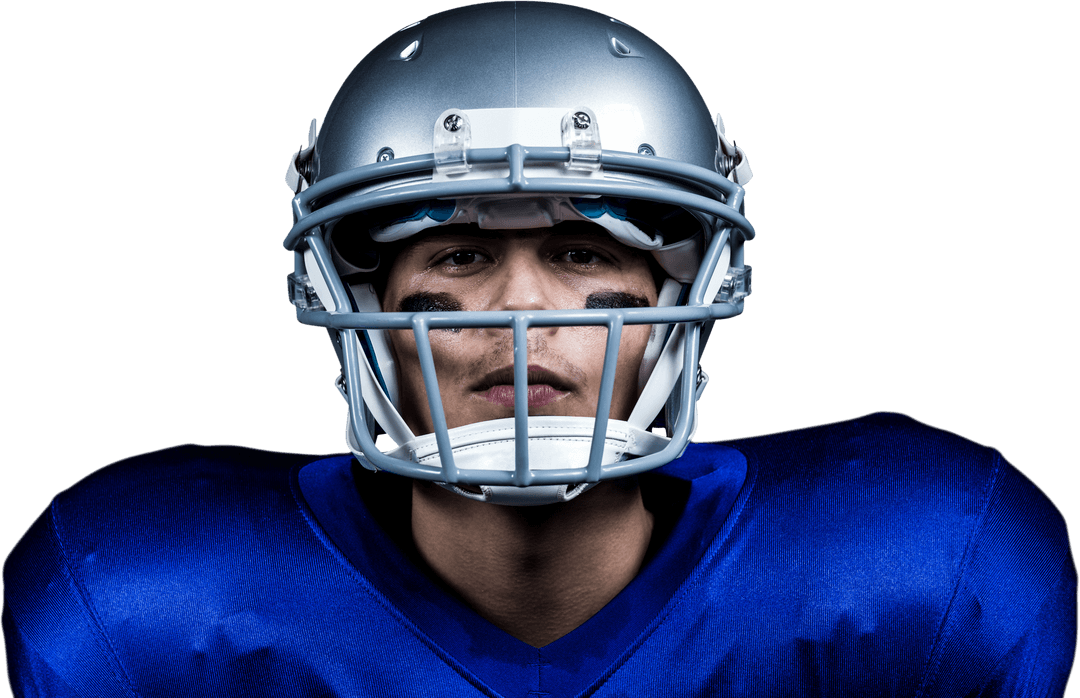 Transparent Image of Focused American Football Player in Gear