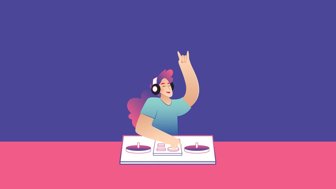 Animated DJ Playing Music with Headphones and Turntables - Download Free Stock Templates Pikwizard.com