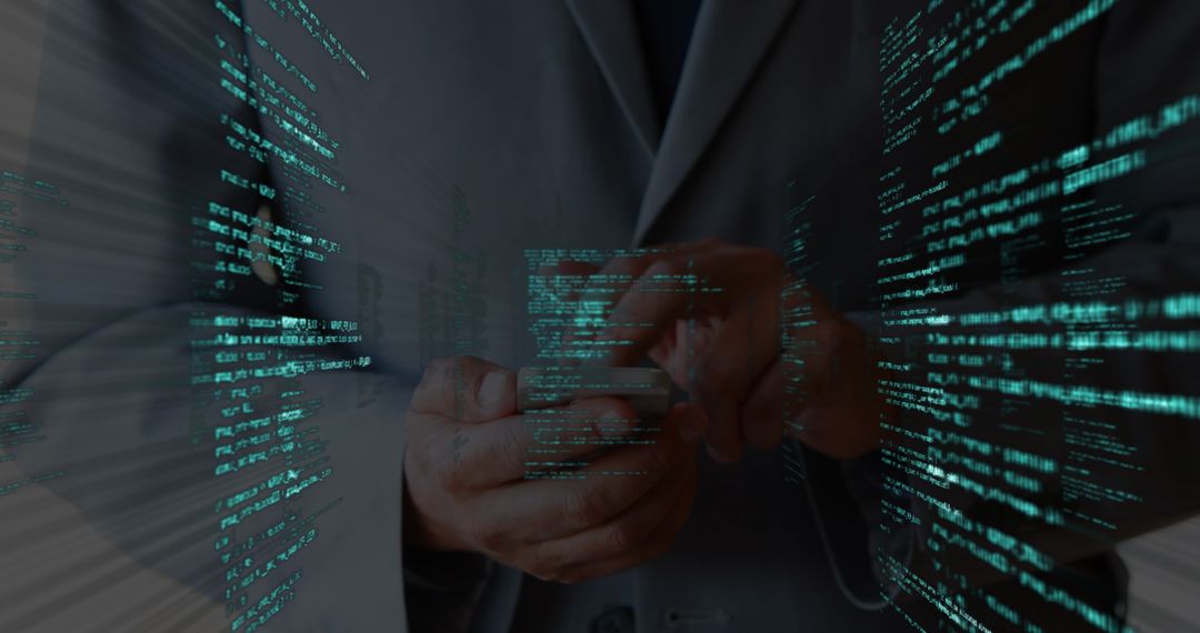 Businessman Analyzing Digital Data via Smartphone Technology