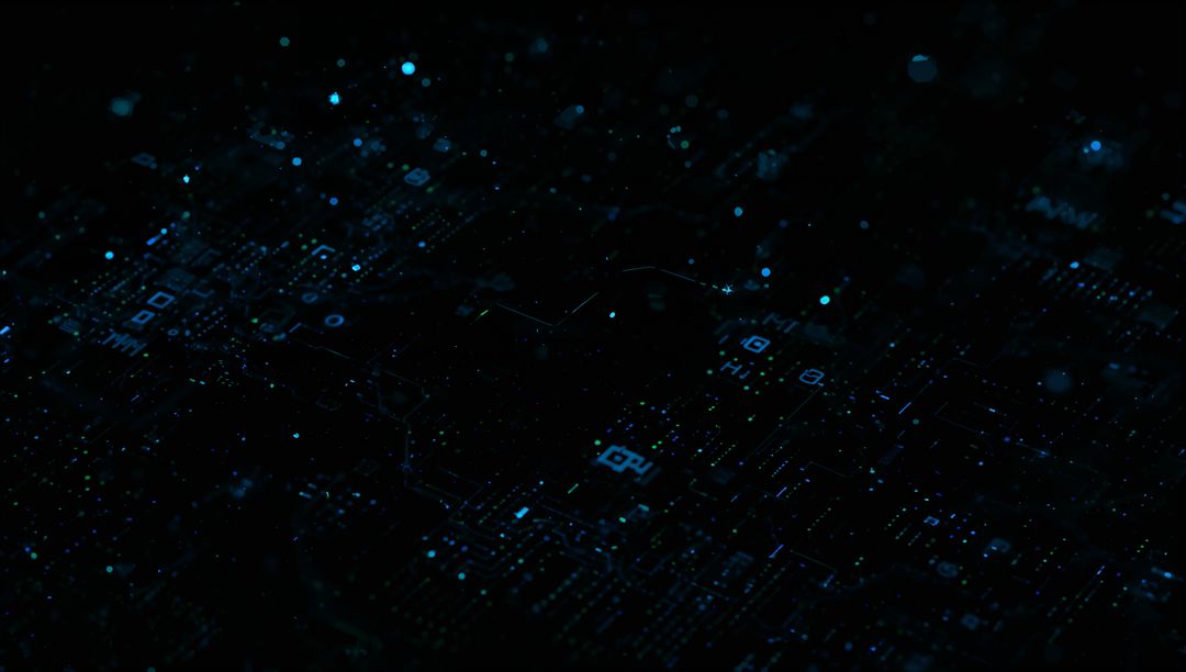 Futuristic Digital Circuit Traces with Glowing Nodes