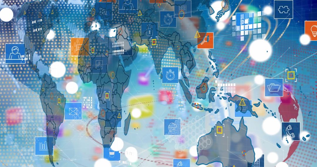 Global Network and Technology Integration Concept with World Map