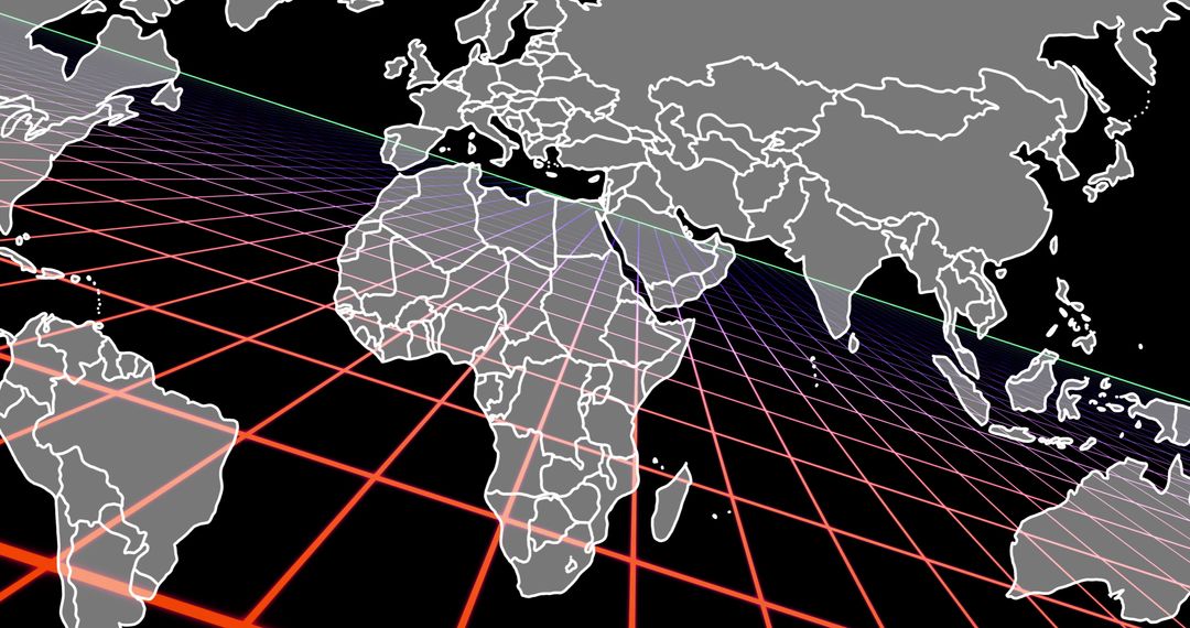 Futuristic World Map Projection with Dynamic Grid