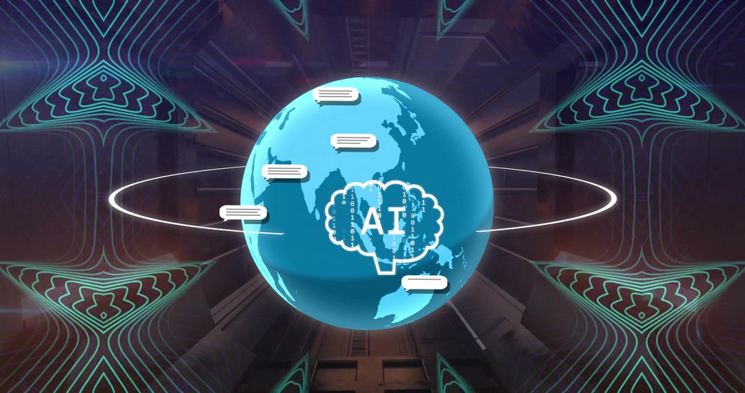 Global AI Data Processing Concept with Digital Connections