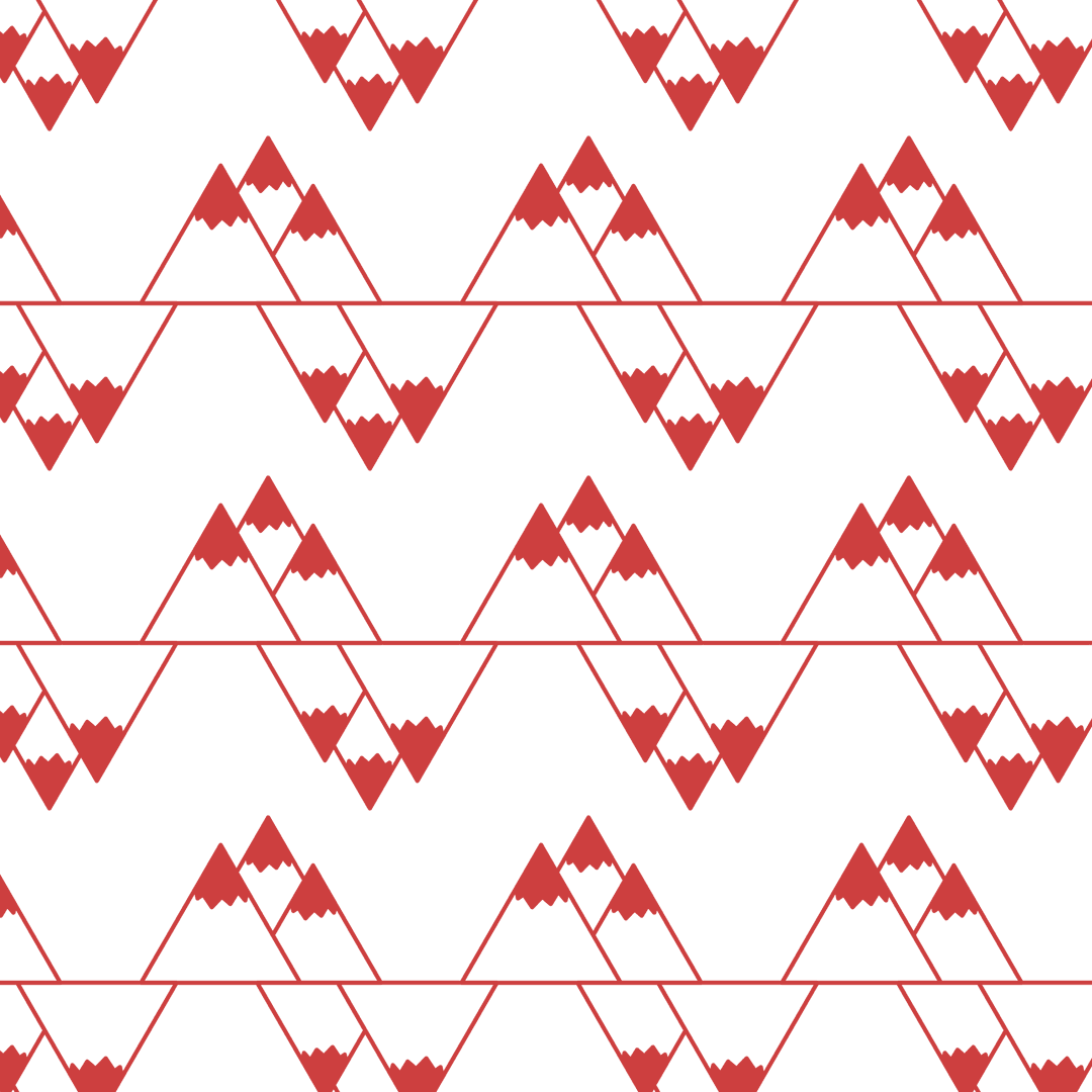 Seamless red mountain pattern on transparent background vector