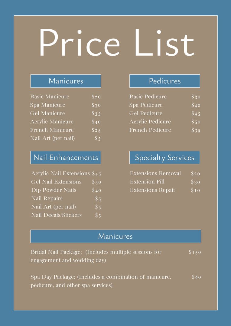 Elegant Beauty Salon Price List Template with Spa Services - Download Free Stock Templates Pikwizard.com