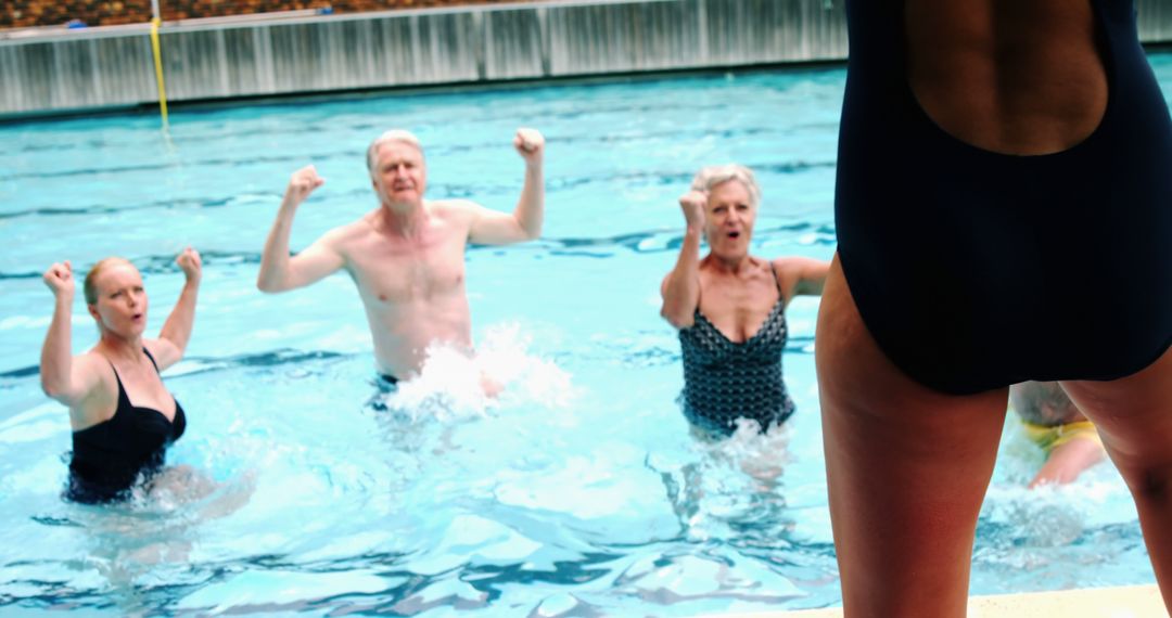 Active Seniors Doing Water Aerobics in Pool - Free Images, Stock Photos and Pictures on Pikwizard.com