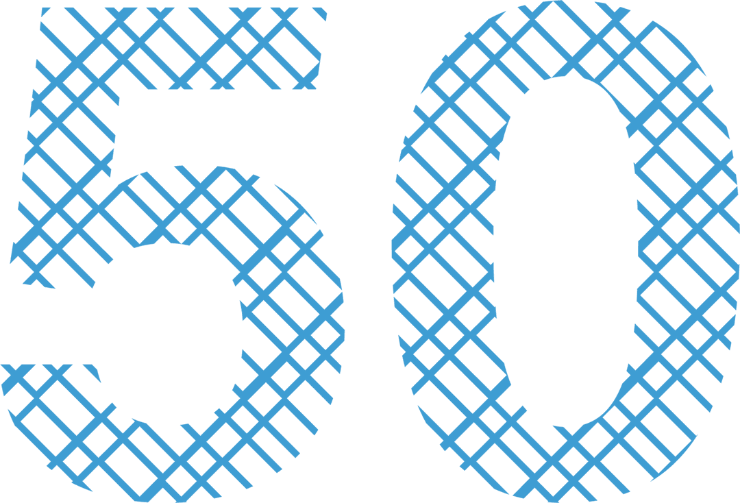 Celebratory Blue 50 Number on Transparent Background