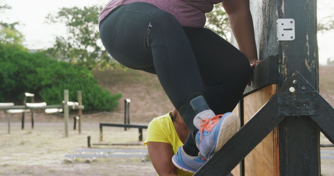 Woman Training on Obstacle Course Outdoor Fitness - Free Images, Stock Photos and Pictures on Pikwizard.com