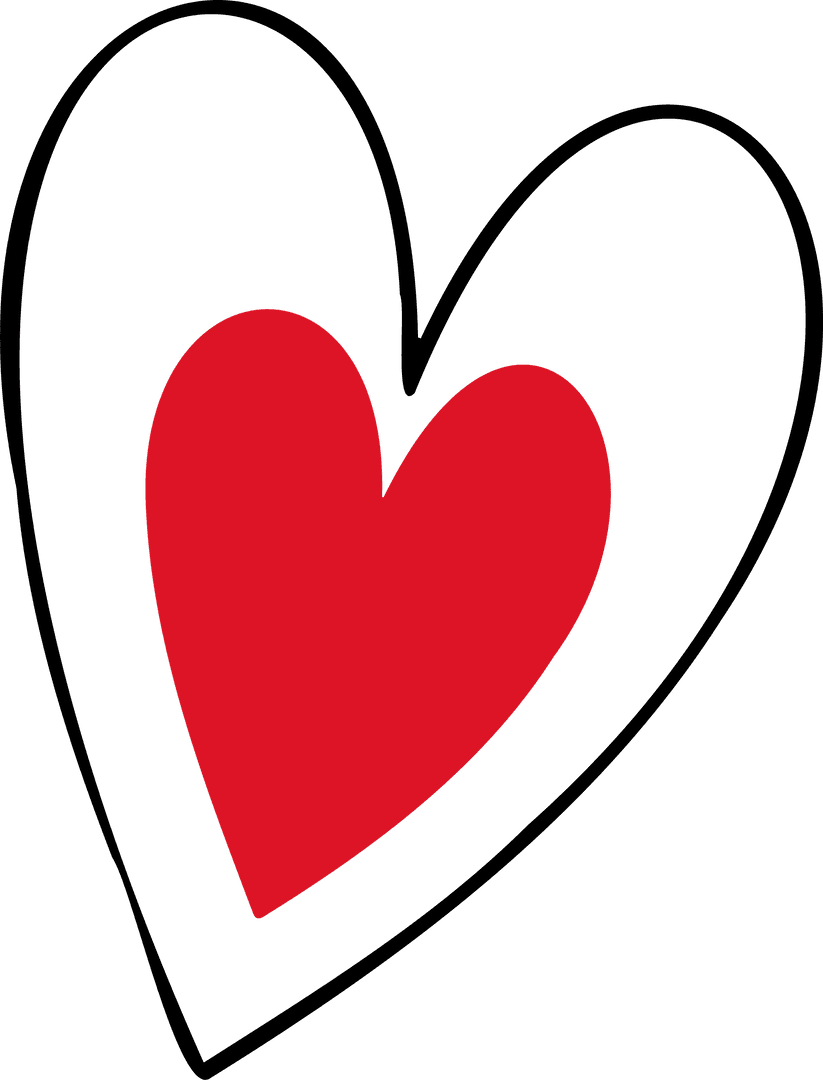 Romantic Red Heart in Transparent Sketch Illustration Design