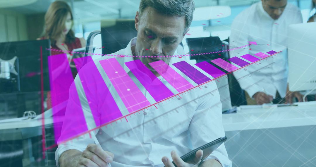 Businessman Analyzing Data Insights in Modern Office Environment