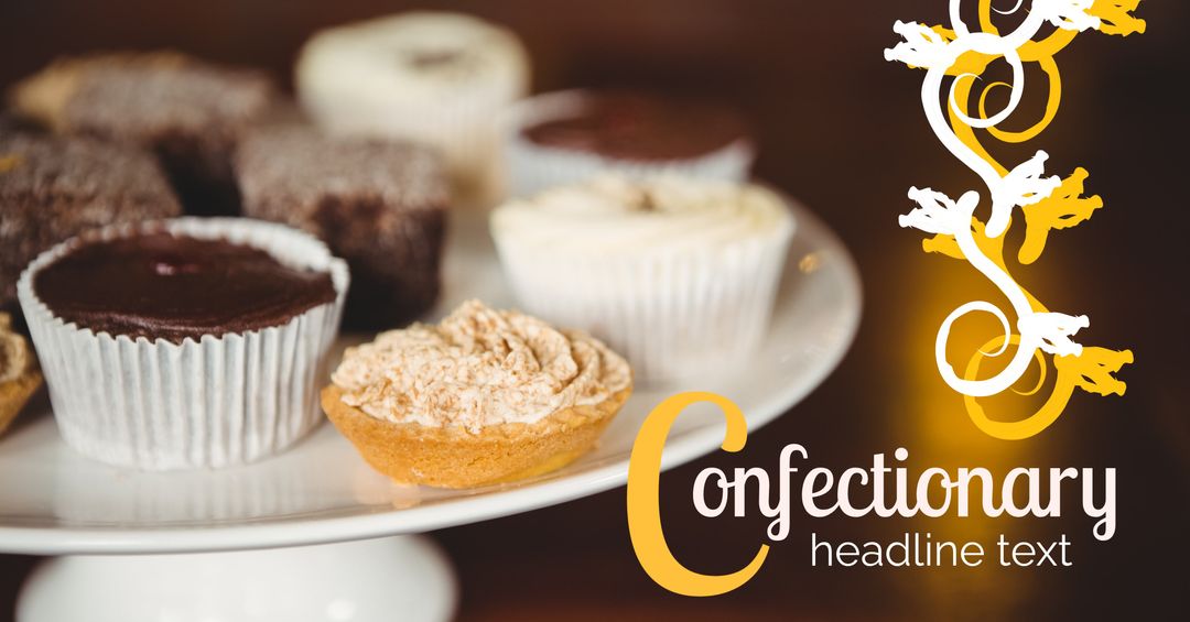 Variety of Pastries on Plate for Indulgent Dessert Advertisements