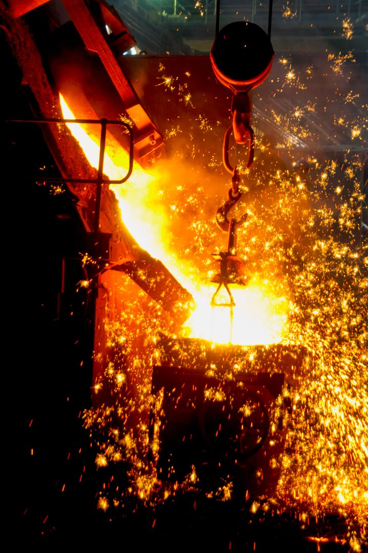Molten Metal Pouring in Industrial Foundry - Free Images, Stock Photos and Pictures on Pikwizard.com